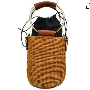 Small Wooden Wicker Crossbody Bag